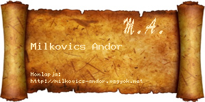 Milkovics Andor névjegykártya