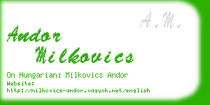 andor milkovics business card